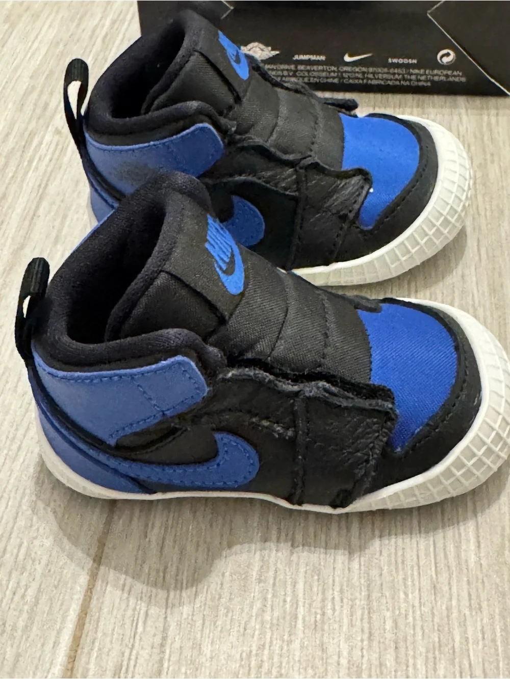 Nike Baby Blue and Black Jordan 1 Crib Shoe